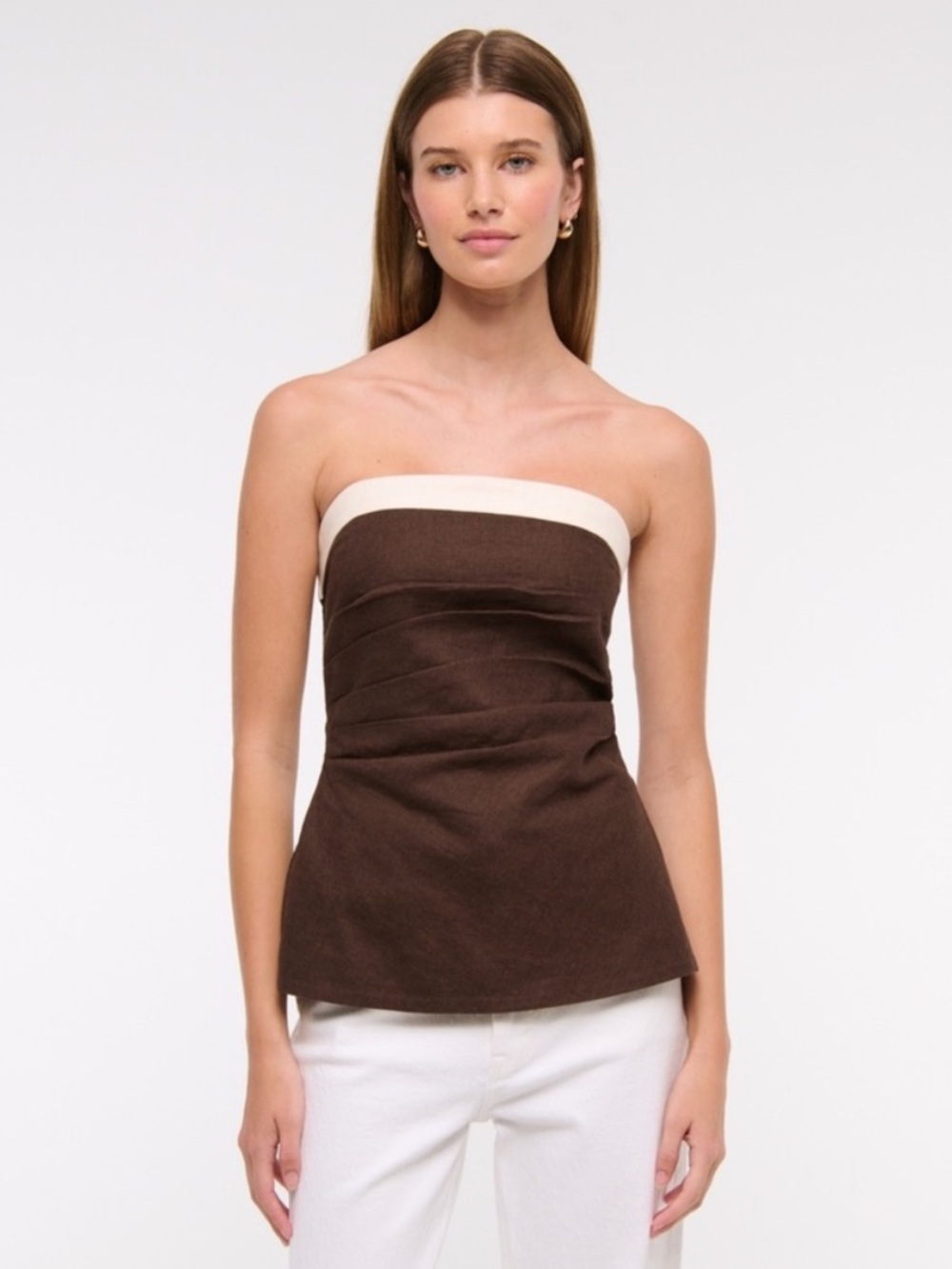 Abercrombie & Fitch Linen-Blend Contrast Tube Top